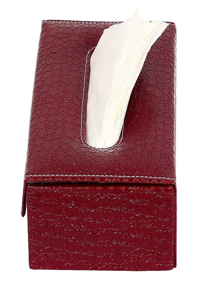 Hard Craft Croco Leather Tissue Box Hold (Maroon) - Image 3